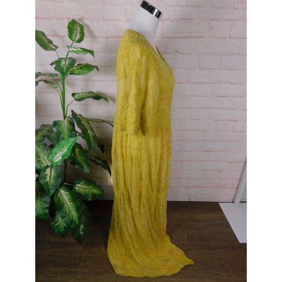 DM Fashion Yellow Lace Maxi Dress XS Women Boho - Picture 8 of 13